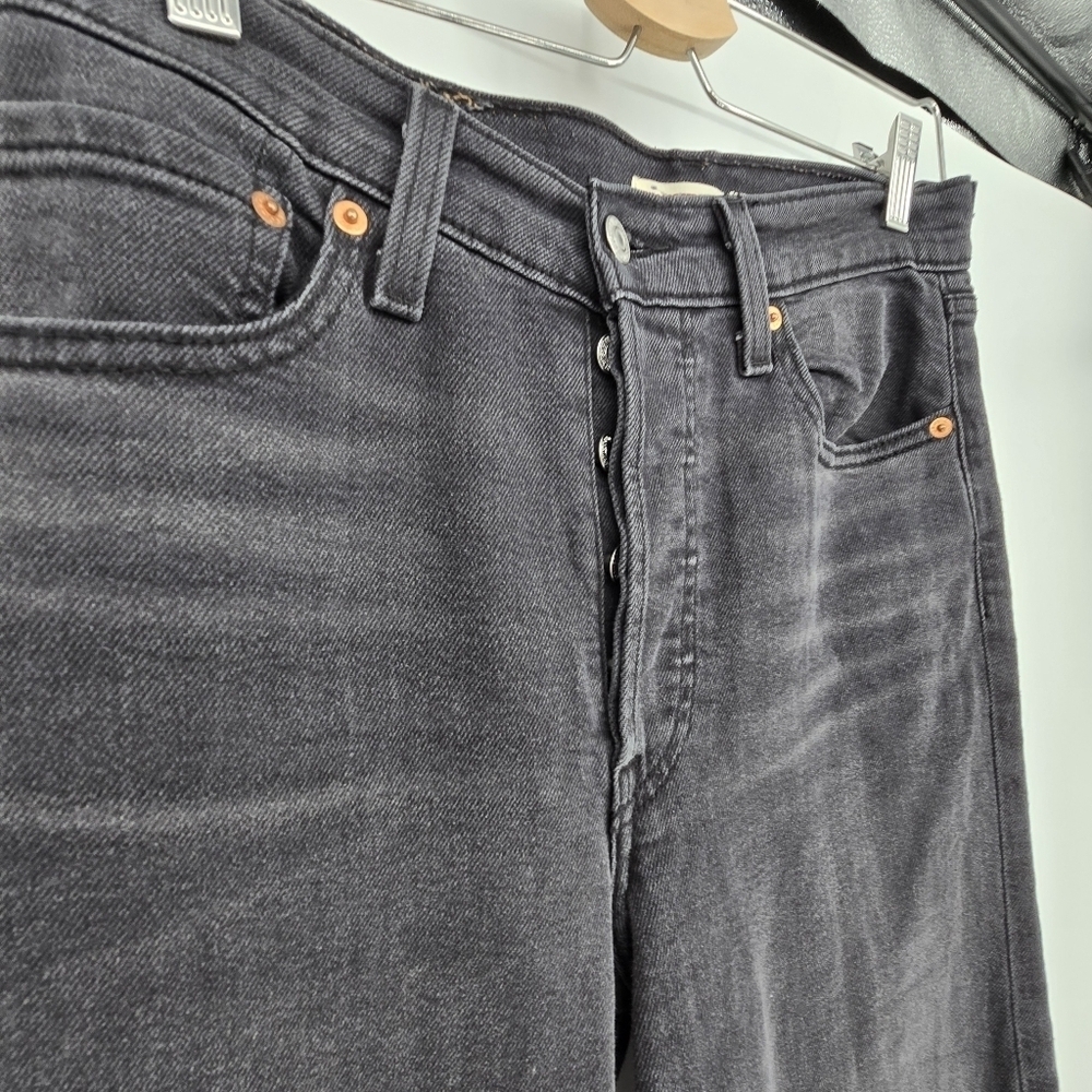 Levi Strauss grey ribcage staright ankle high rise jeans pants size 27 - Picture 4 of 9